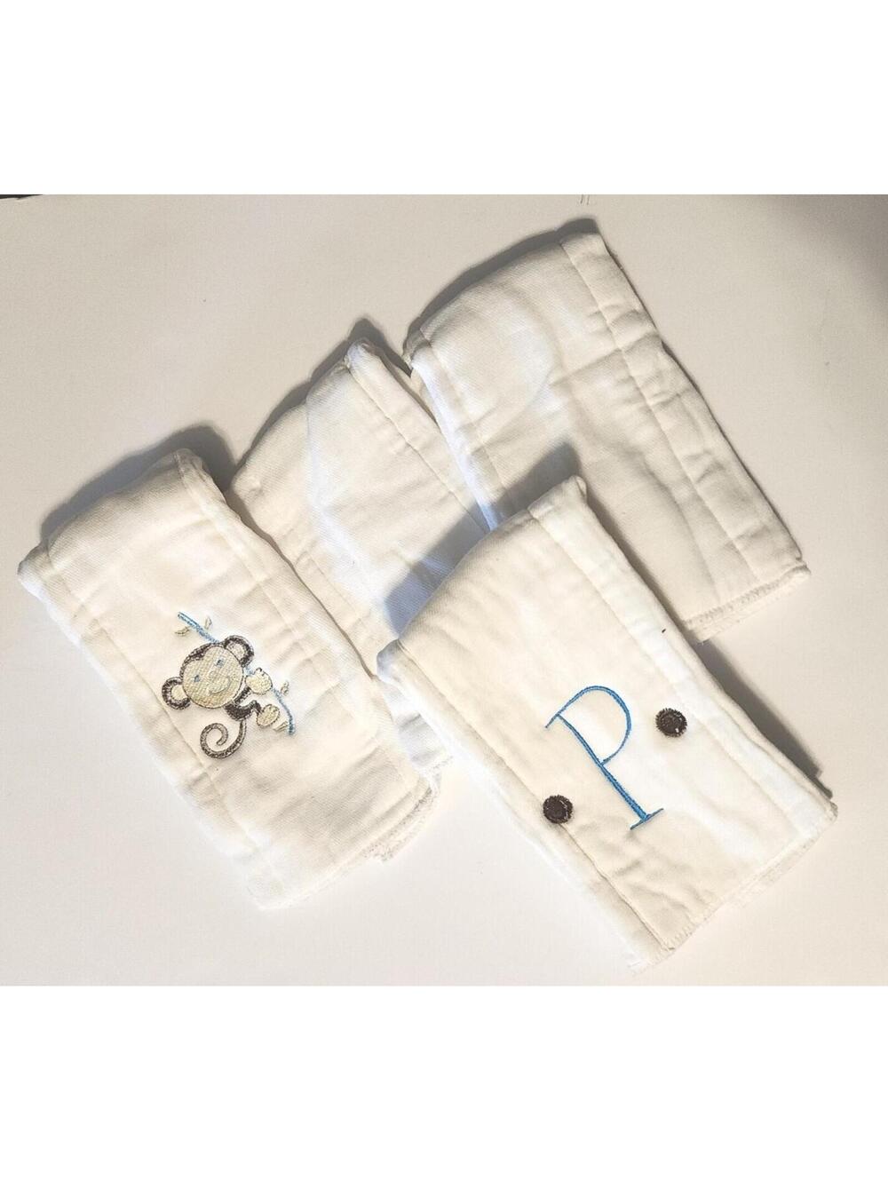 Baby Burp Cloths Lot of 4 White